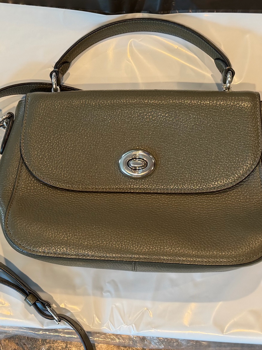 Coach Olive Green Leather Crossbody Bag
